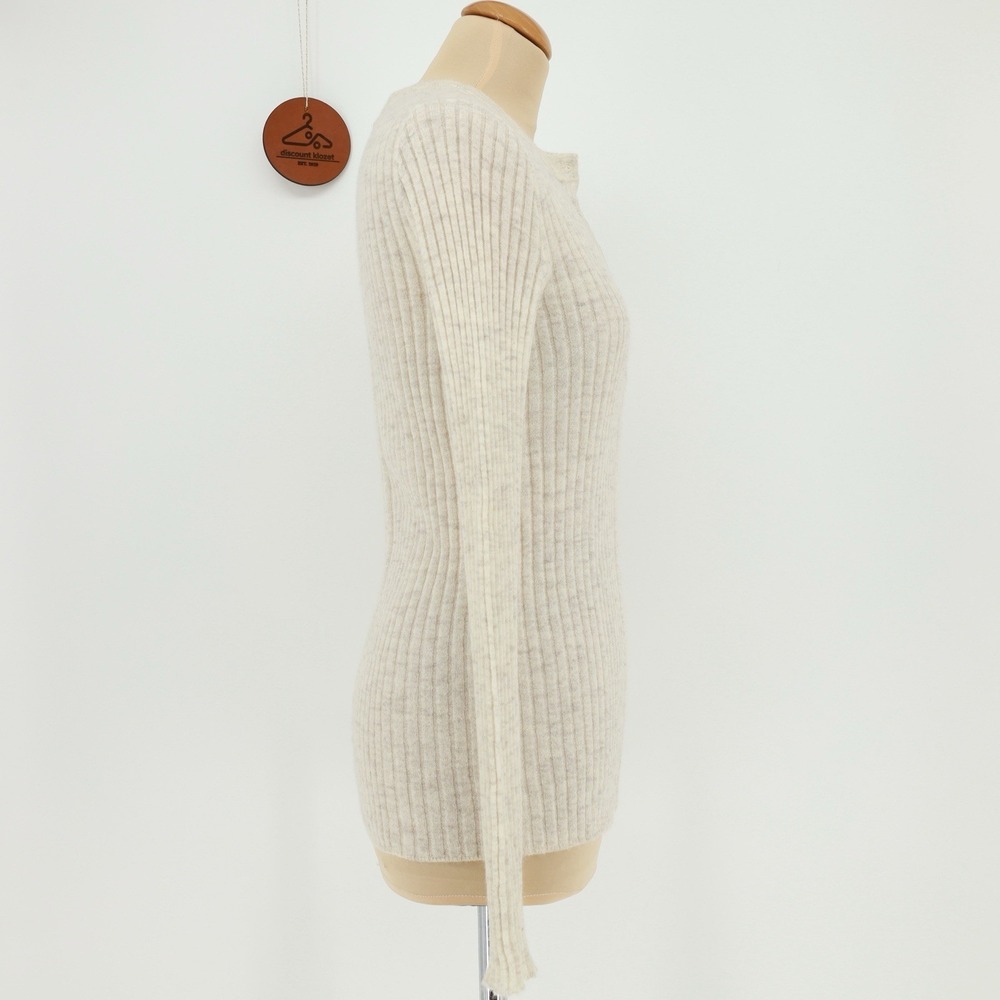 Madewell‎ Alpaca Blend Henley Sweater Ribbed Cream Medium Lightweight Slim Fit - Picture 3 of 8